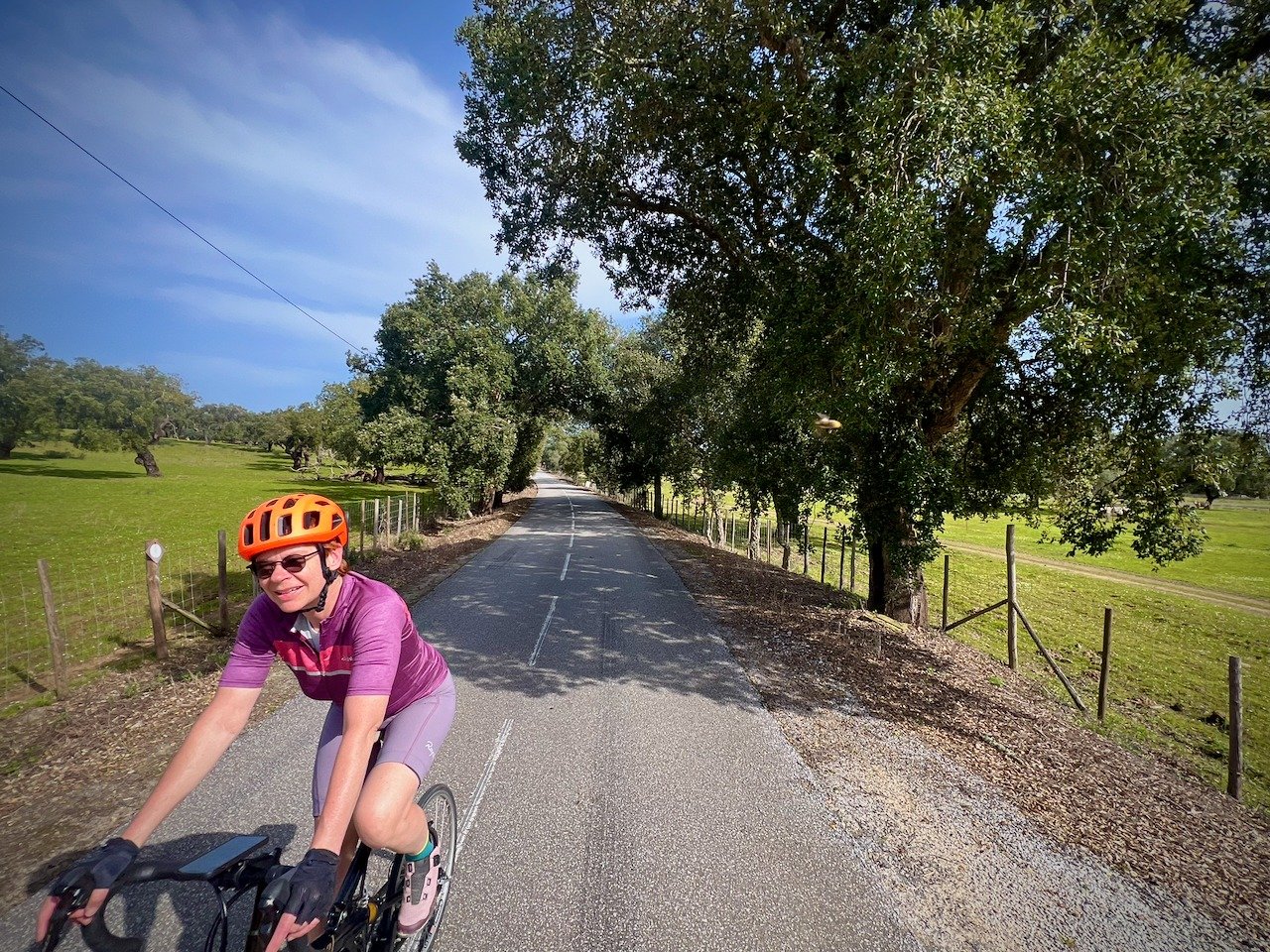 We had more mechanicals in the first 200 meters this morning than in the whole of last year. No idea how we got 2 punctures, but we kept it together. Megaliths and mini churches and a lot of cork trees on the route today.