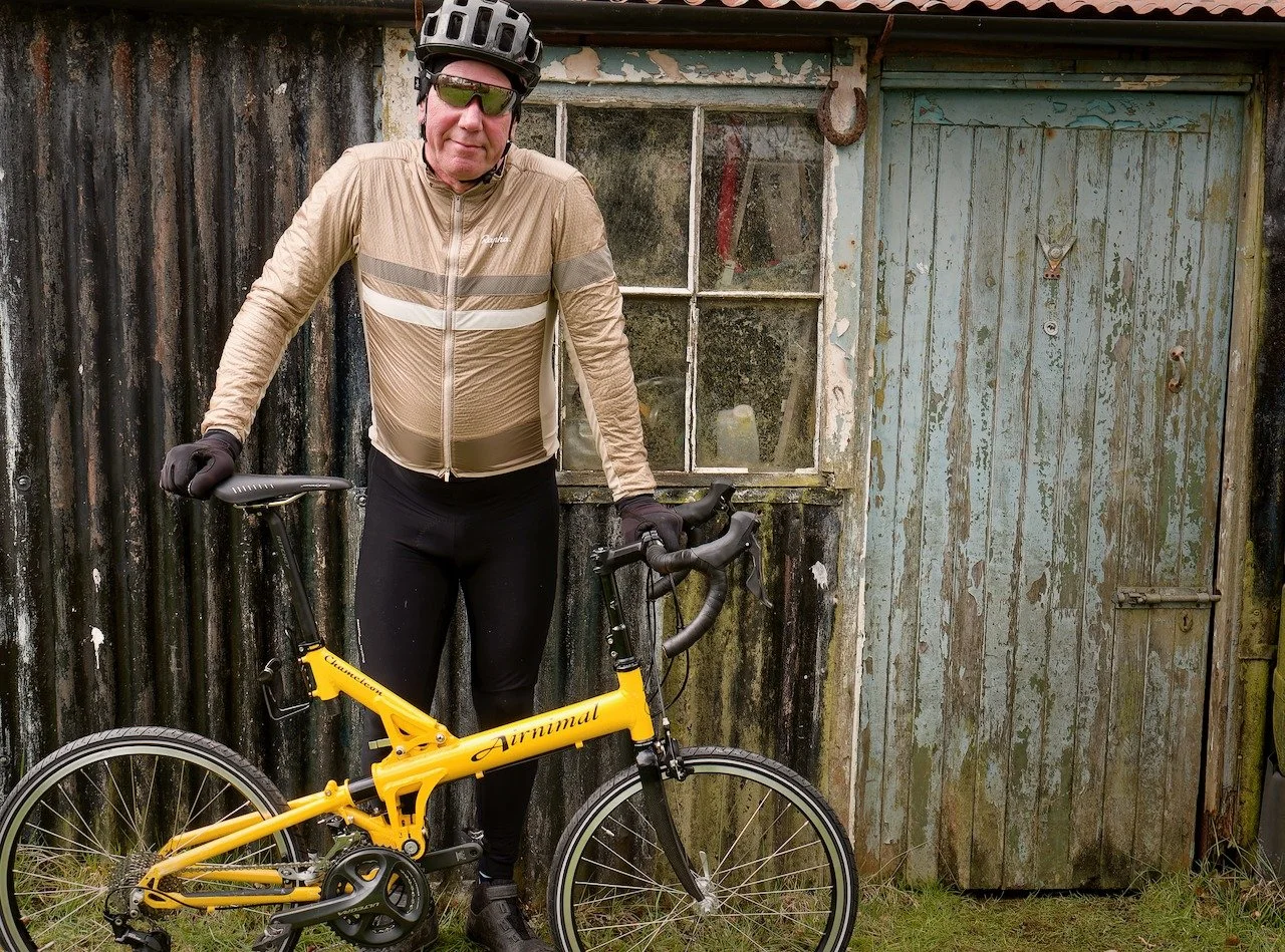 My Airnimal ' flight bike '. When we got back from Portugal I did a deep dive into the WWW. Is it possible to persuade it to take bigger tyres than 25mm? The answer is YES, but it has not been at all easy. First little test ride today - I think I man