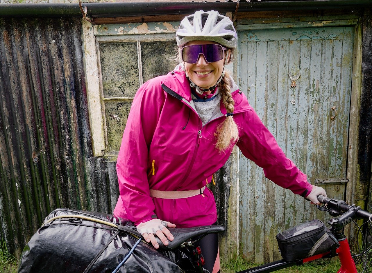 Martina, a true adventurer who I found at Tesco. We have a cabin and food cooked and Martina was our guest for the night. Galloway " Because no one comes here ". Possibly the second worst guest bike of the year - a close thing. Say hello if