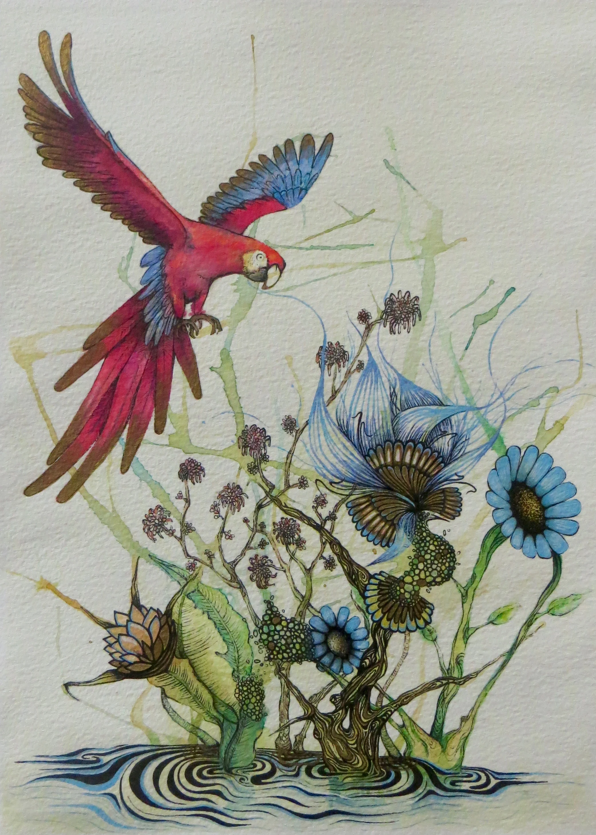 Diana Arias Zue "Manglares" (series) Watercolors and ink on paper, 2014.