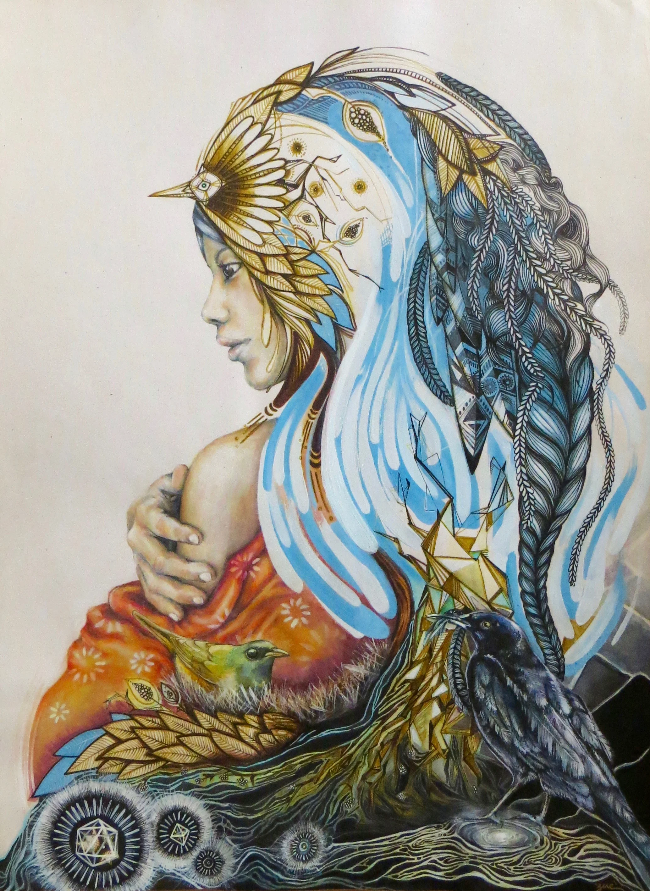 Diana Arias Zue "Equinoccio de otoño" Watercolor, marker and ink on paper, 2014.