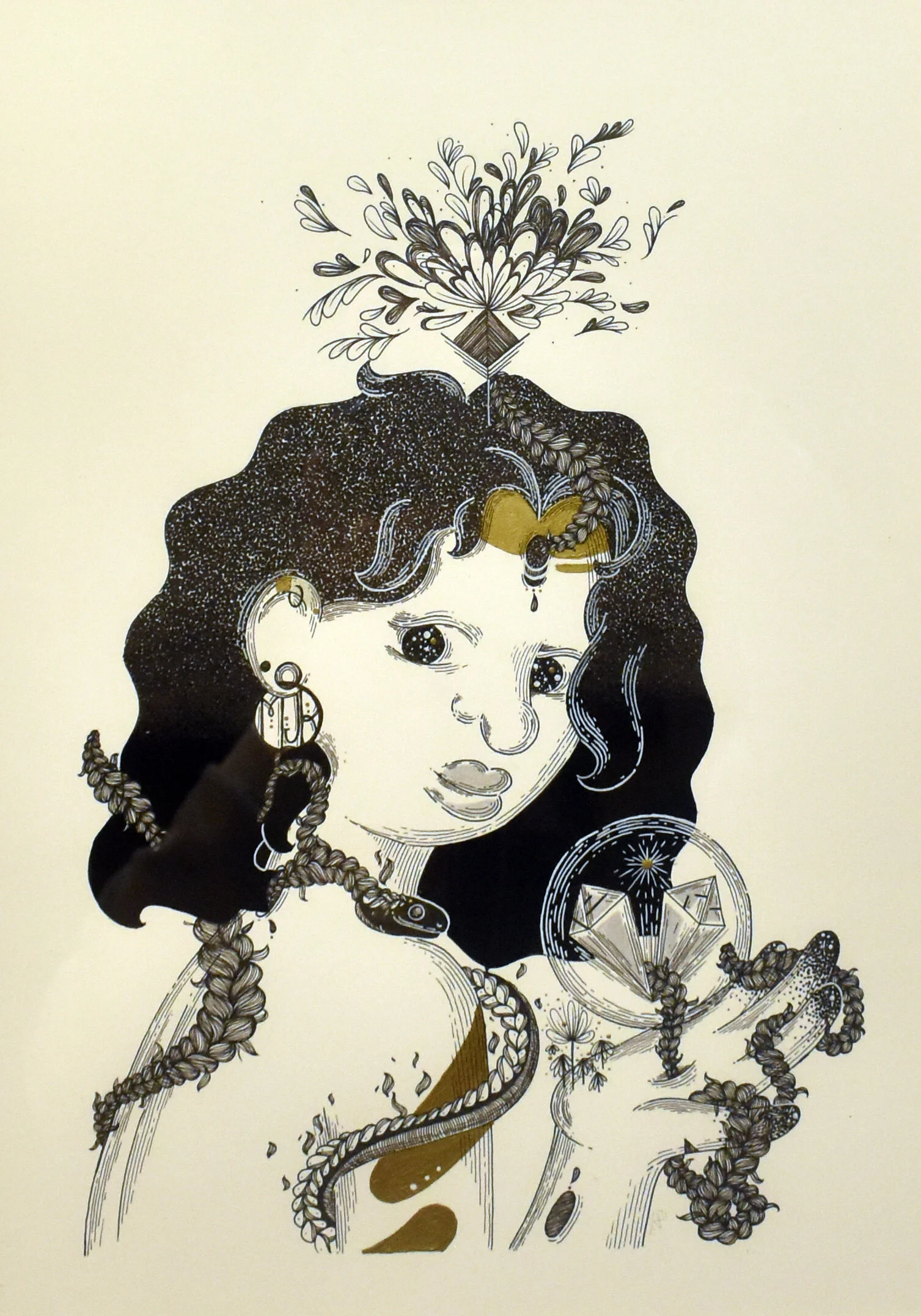 Teca 9in x 13in, Ink on paper, $300.