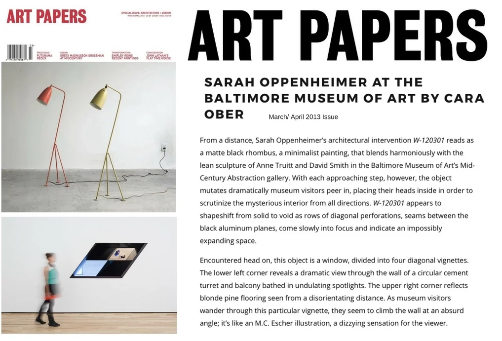 Art Papers: Sarah Oppenheimer at the BMA