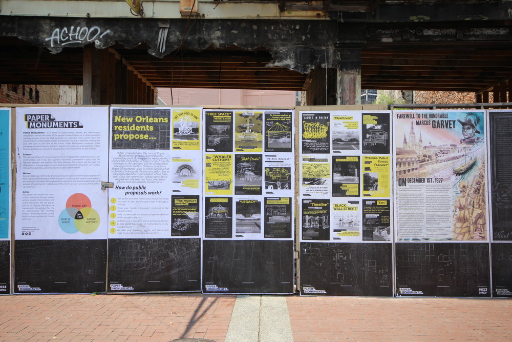  Public proposal panels and PMEV#023 Farewell to Marcus Garvey installed at the Canal Street site.  