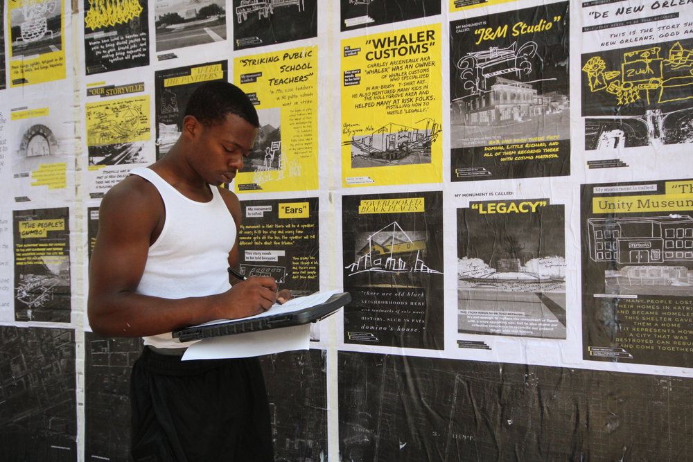 High-school student Tyson fills out a Public Proposal at the Elk Place site.  