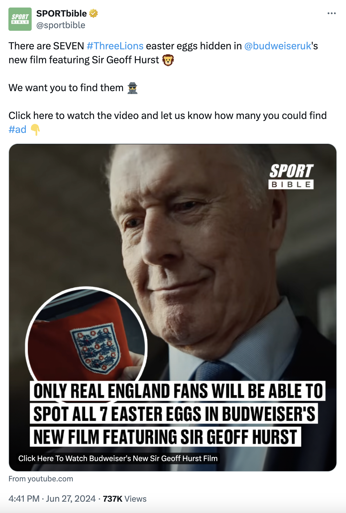  Seven England Easter eggs were hidden throughout the film, putting fans’ knowledge to the test. 