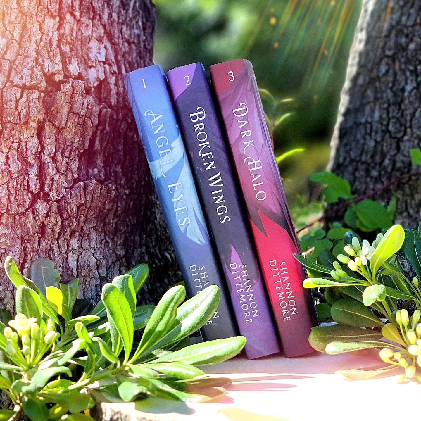 Thank you all for your kind words about the new DARK HALO cover! 💫

I love seeing these spines all lined up: 1, 2, 3. Does my heart so good! 💙💜❤️

The entire trilogy is now available for purchase online at Amazon, BN, and most everywhere else as w
