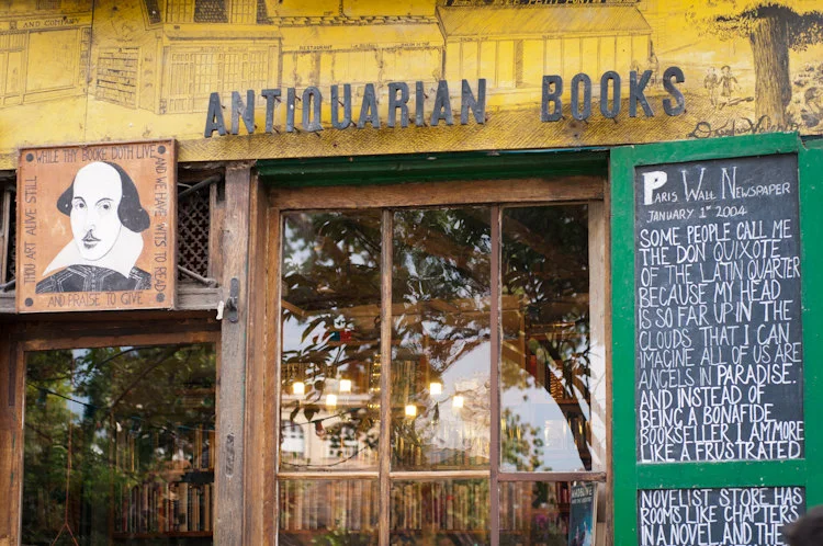 Paris pictures, Shakespeare and Co Antiquarian Books shopfront