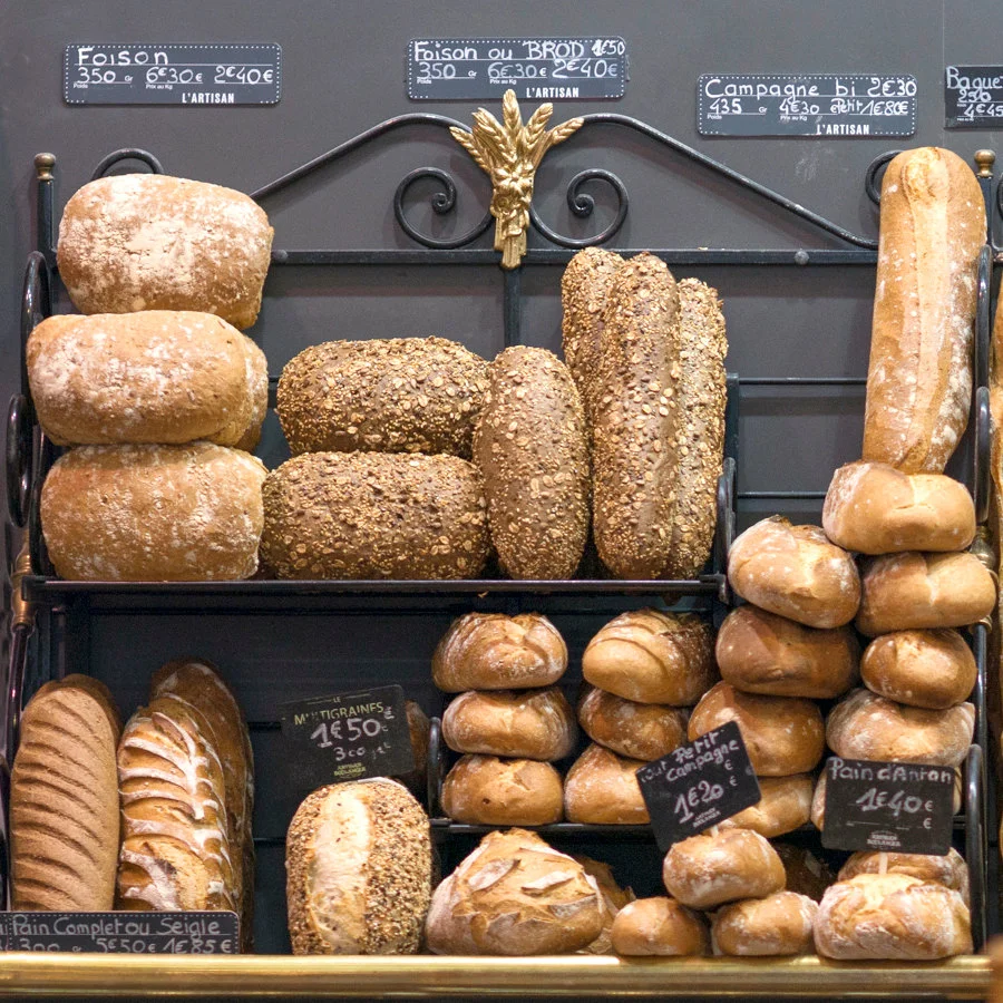 Paris pictures, bread display in bakery, fine art photography print