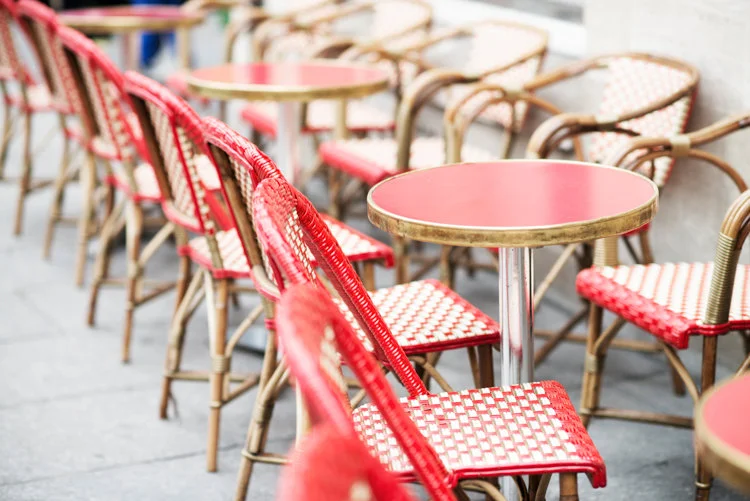Paris pictures, red cafe chairs, fine art photography print