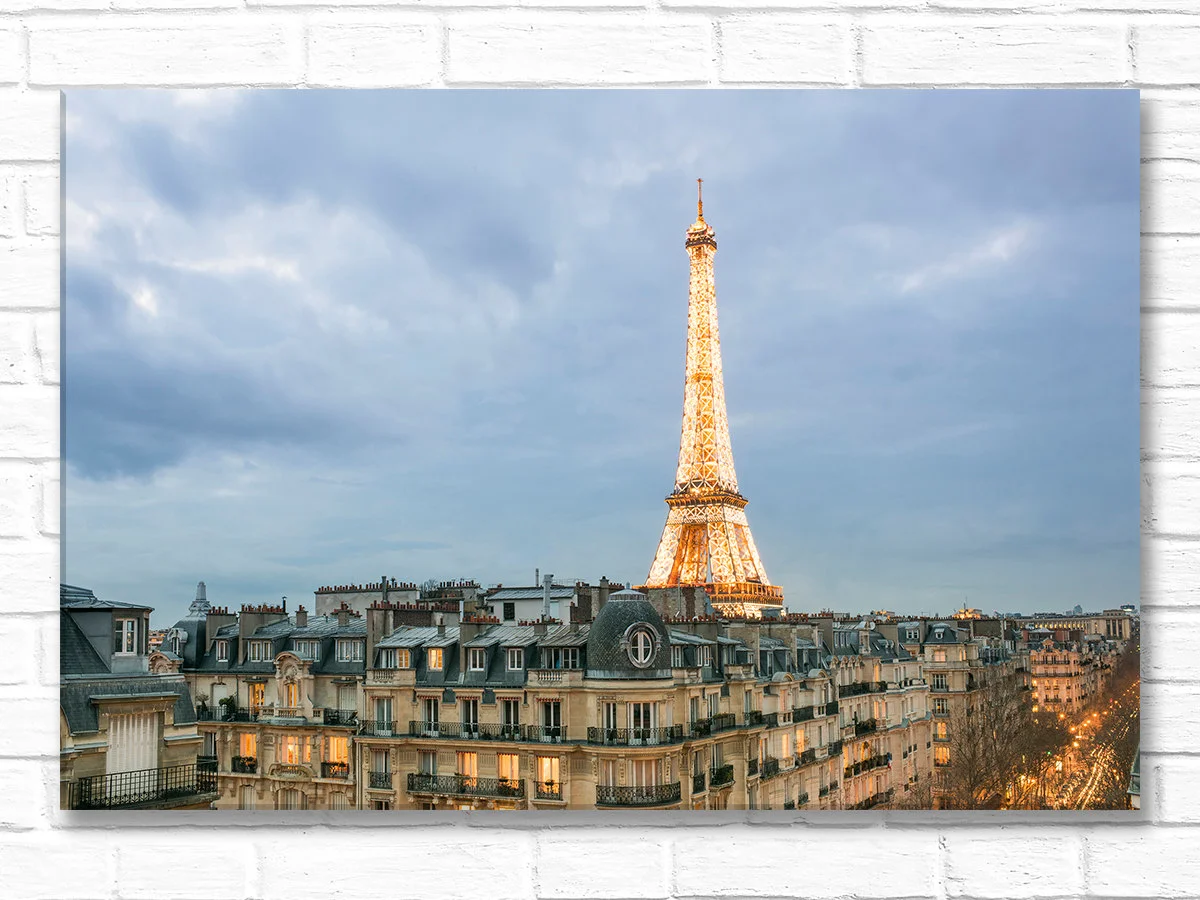 Paris canvas wall art, Eiffel Tower at twilight