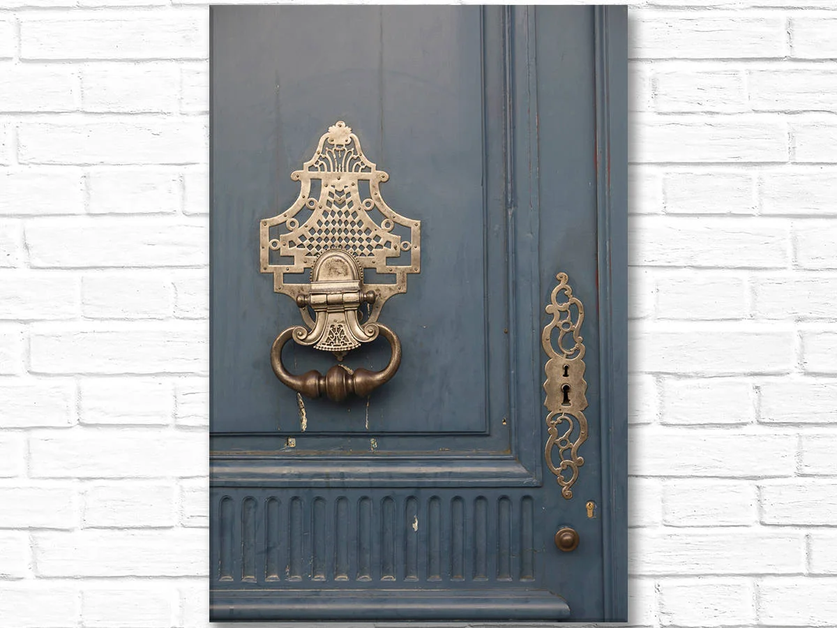 Paris canvas art, Blue Door with Brass Knocker