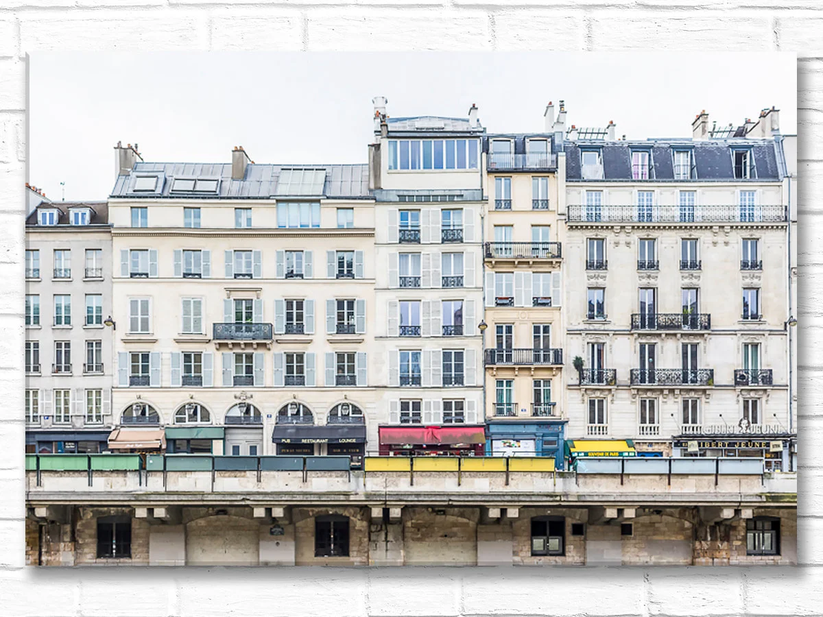 Gallery wrapped canvas of buildings across the Seine in color