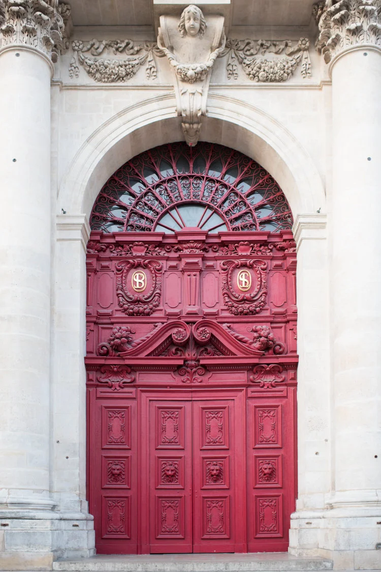Paris picture, red door at Saint Paul Saint Louis church, fine art photography print