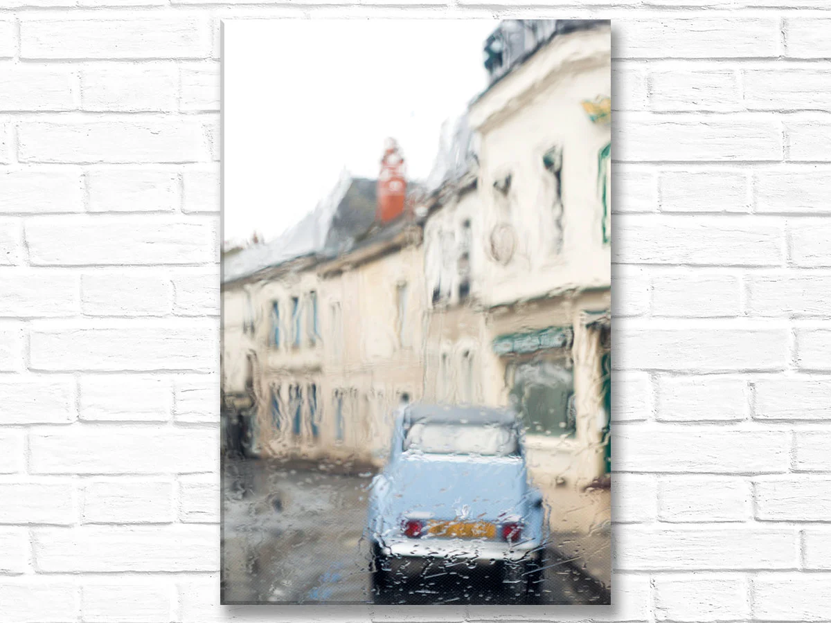 France canvas wall art, vintage Citroen in the rain