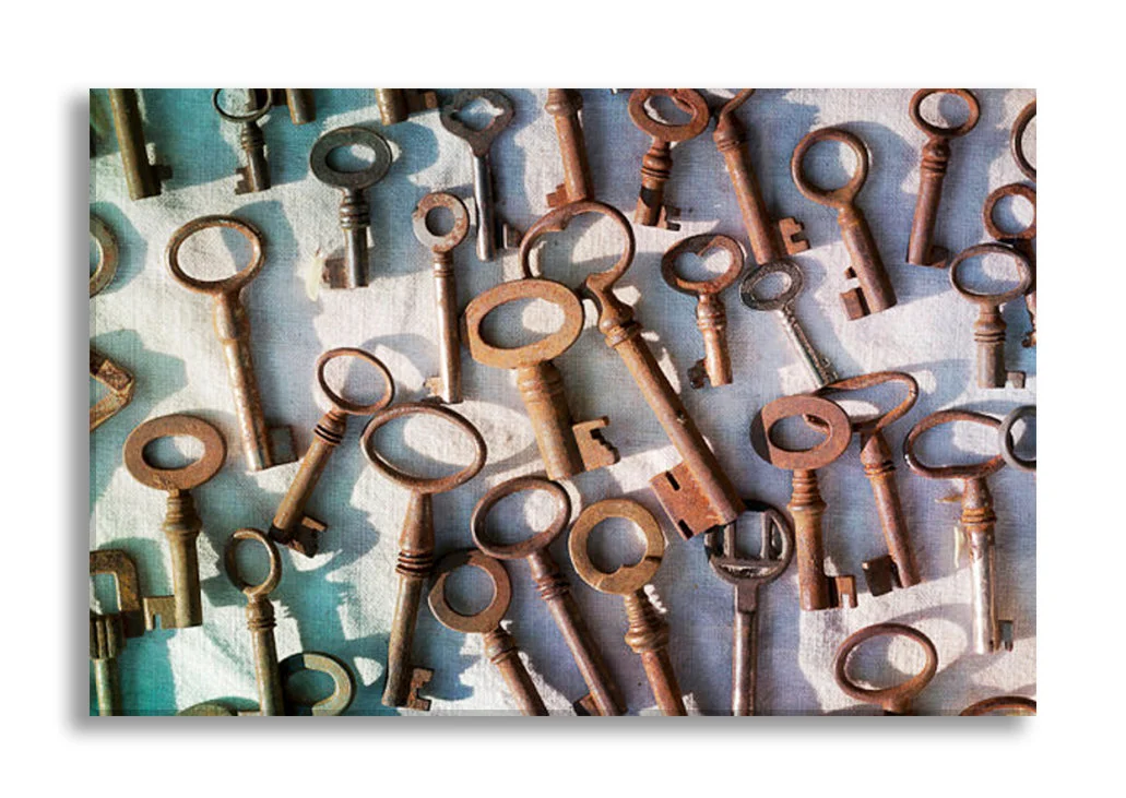 Paris canvas wall art, vintage keys