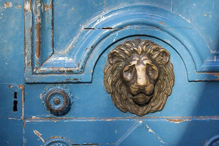 Paris pictures, blue door with lion, fine art photography print