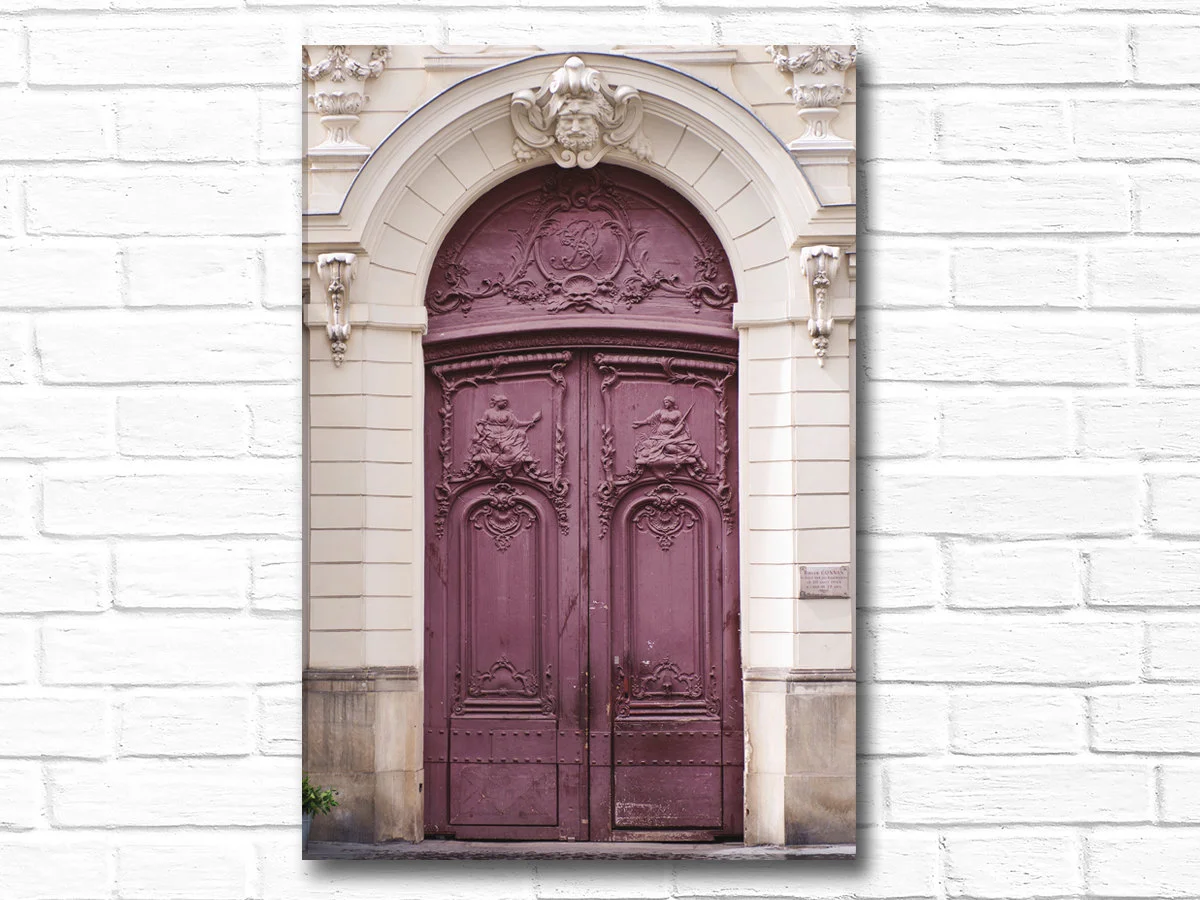 Paris canvas wall art, purple door