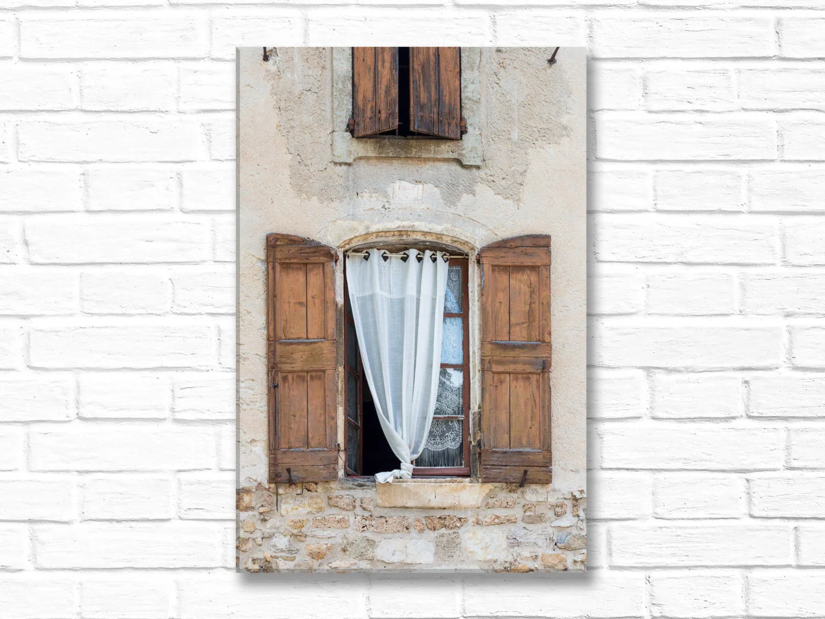 France canvas wall art, South of France shutters and curtain