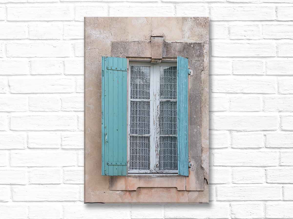 French gallery wrapped canvas of window with shutters in Provence
