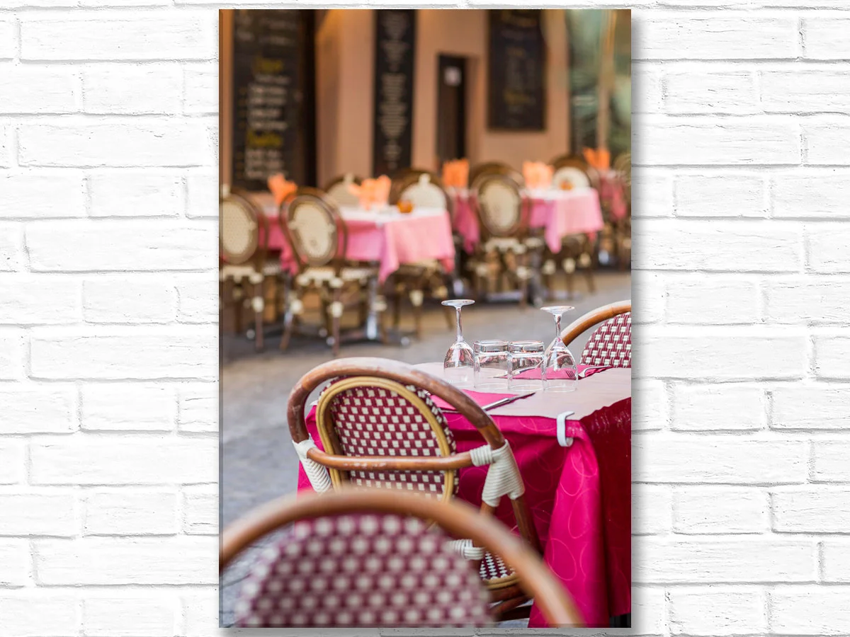 Paris canvas art, Chairs and Tables at Rue Mouffetard cafés