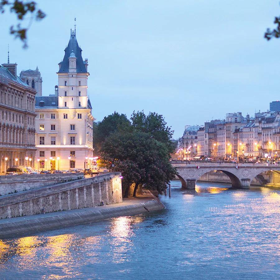 Paris canvas wall art, Île de la Cité with lights, fine art photography print