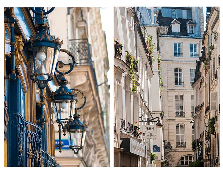 Paris pictures, two street scenes with blue collection