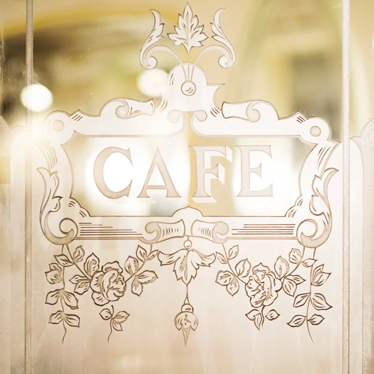 Paris pictures, cafe glass door, fine art photography print
