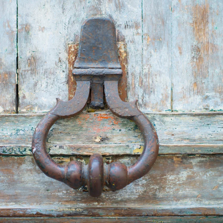 Paris pictures, pale blue door with knocker, fine art photography print