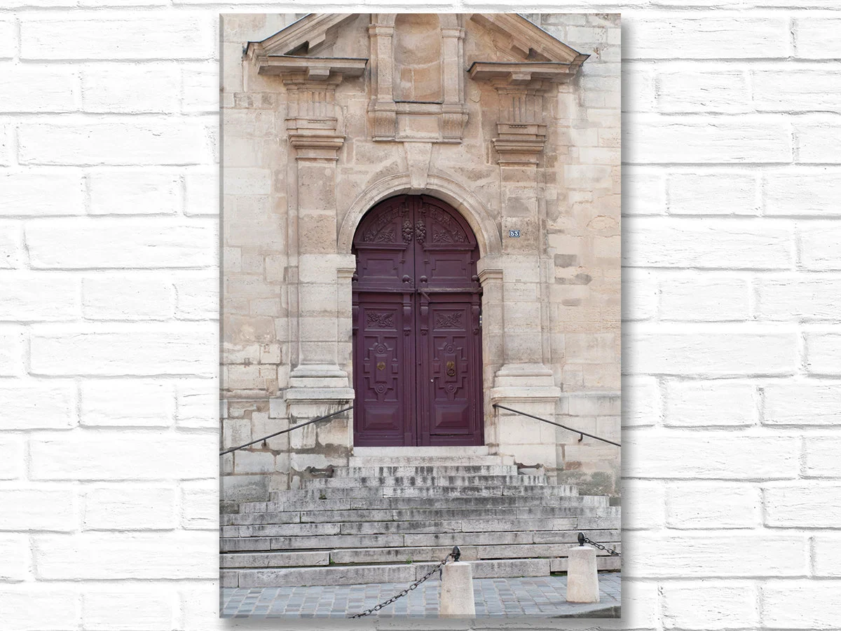 Paris canvas wall art, purple door and steps