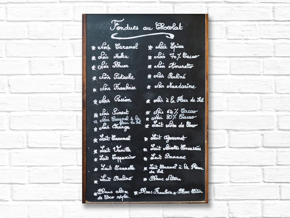 Paris canvas wall art, chalkboard menu fondues