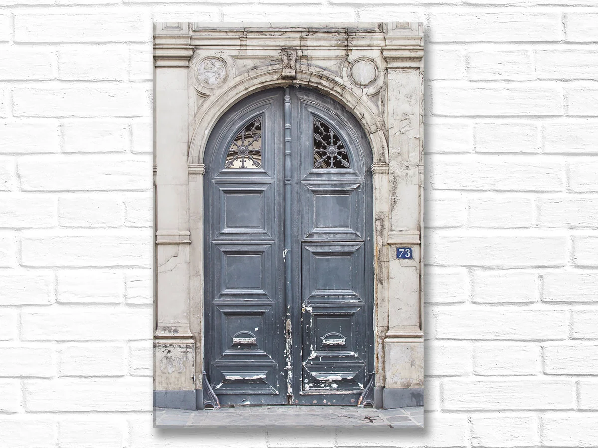 Paris canvas wall art, worn grey door