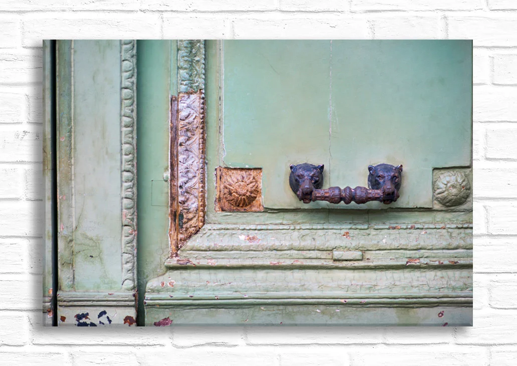 Paris canvas wall art, weathered style Paris door knocker