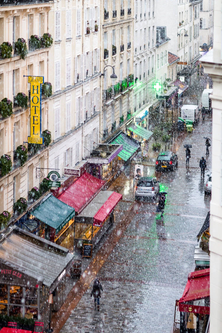 Paris pictures, snowing in Paris, fine art photography print