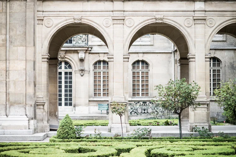 Paris pictures, formal garden and exterior of Carnavalet Museum