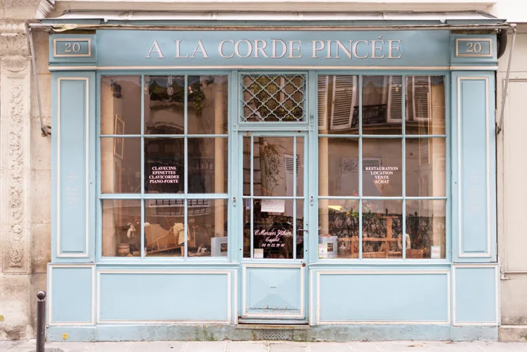 Paris pictures, harpsichord shop, fine art photography print