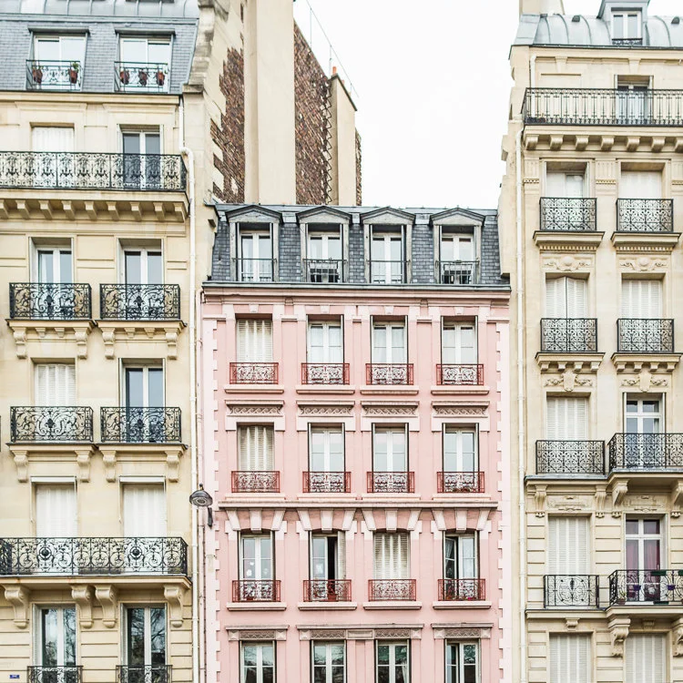 Paris pictures, pink apartments, fine art photography print