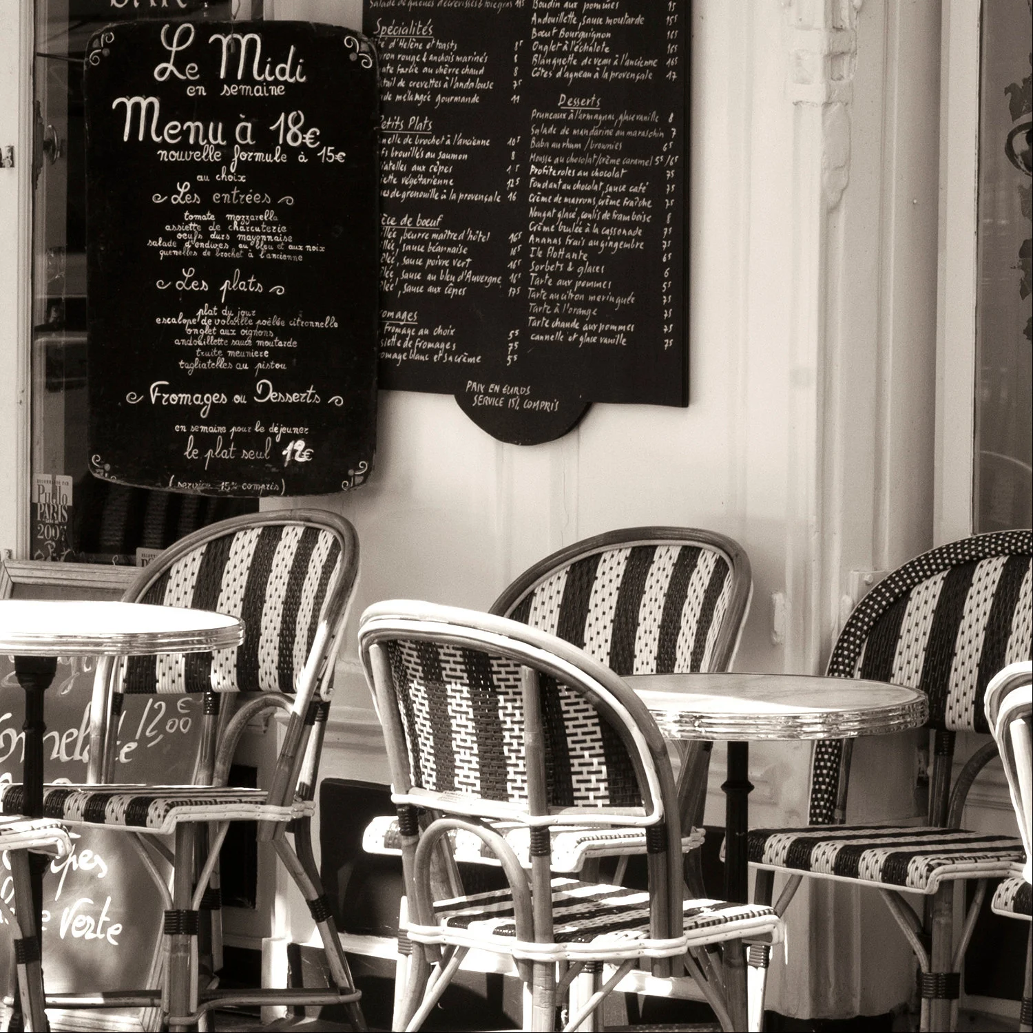 Paris pictures, Le Cafe sepia toned black and white fine art photography print