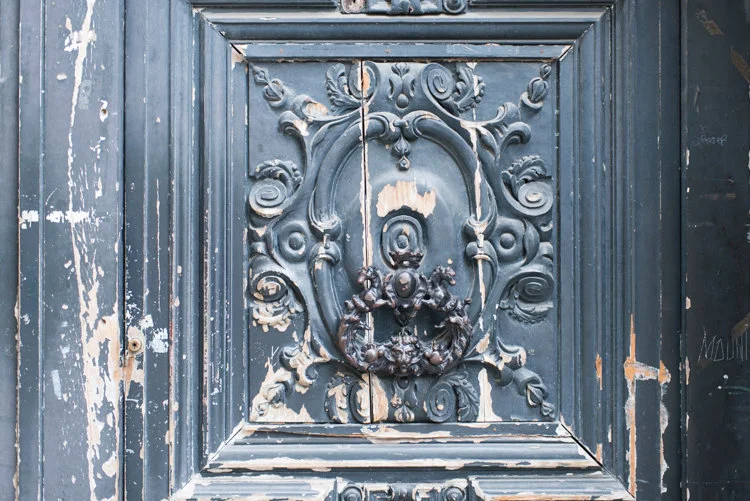 Paris pictures, detail of worn blue door