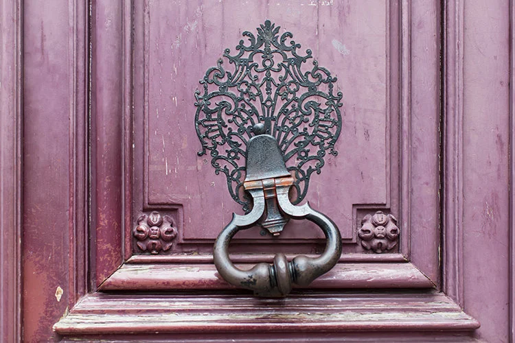 Paris pictures, purple door and knocker, fine art photography print