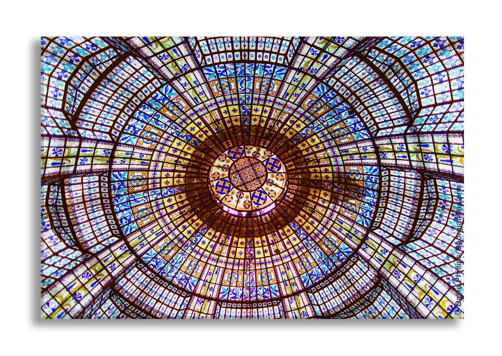 Paris canvas wall art, stained glass ceiling at Printemps
