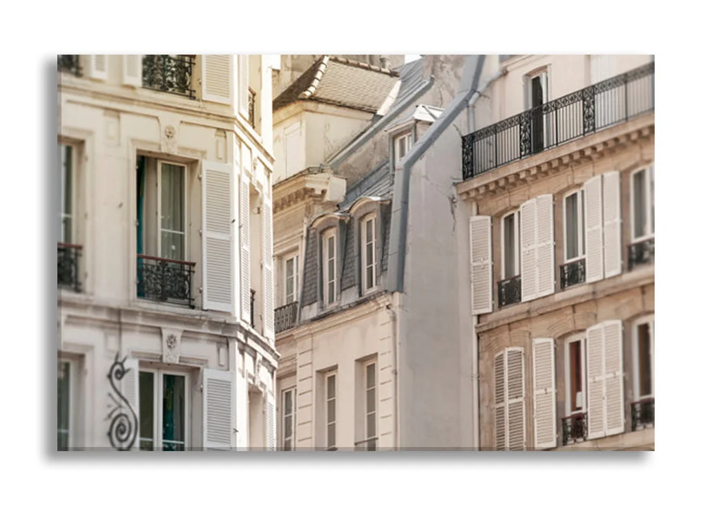 Paris canvas wall art, apartment buildings morning light