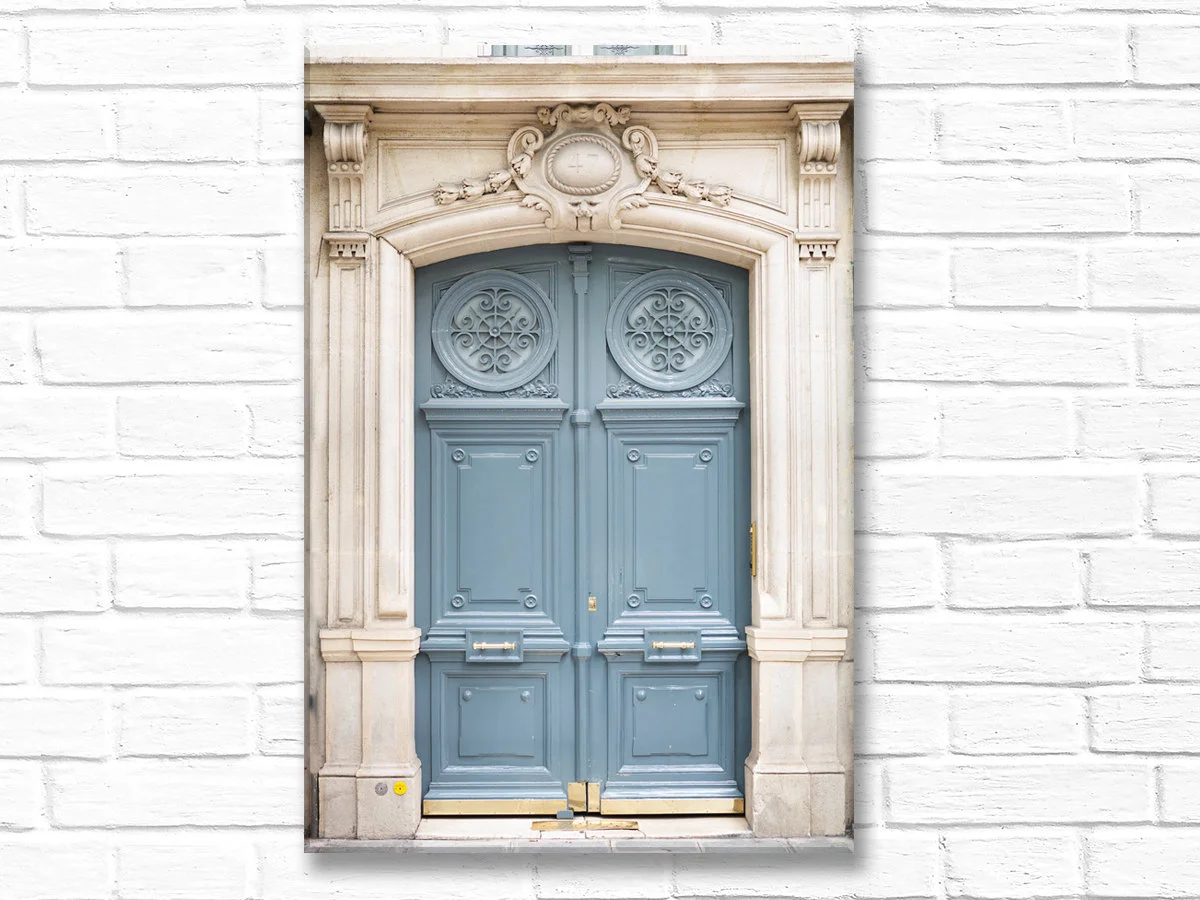 Paris canvas art, blue door number 47