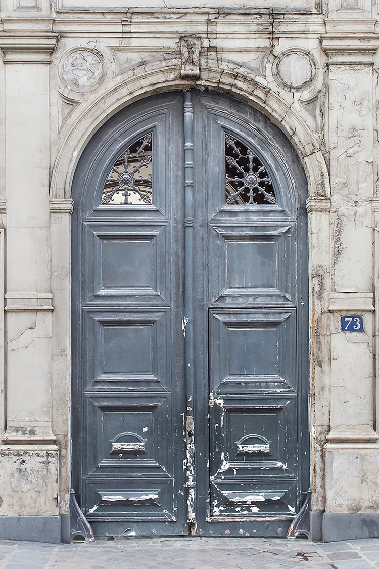 Paris pictures, worn grey door, fine art photography print