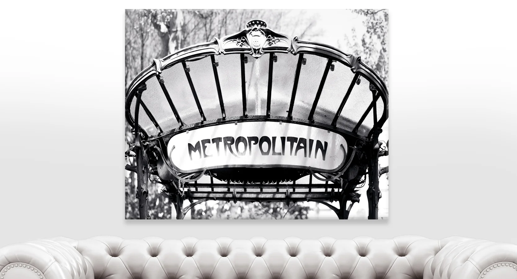 Paris Abbesses Metro Sign Black and White Wall Art