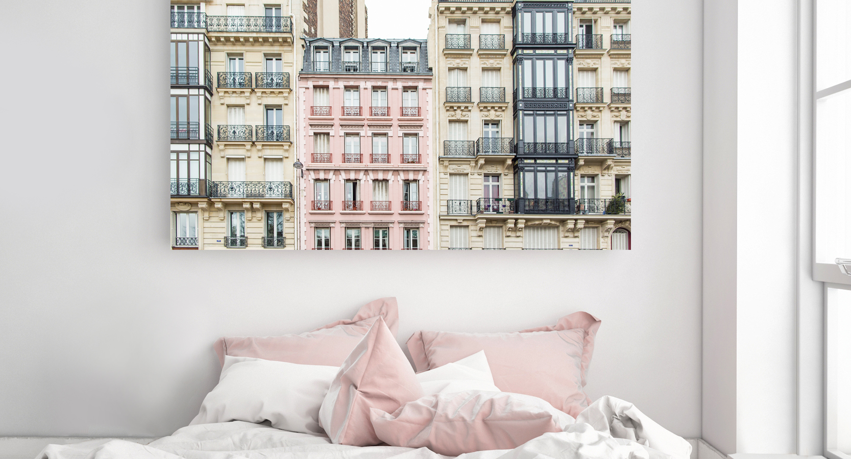 Paris Pink Apartment Building Home Decor