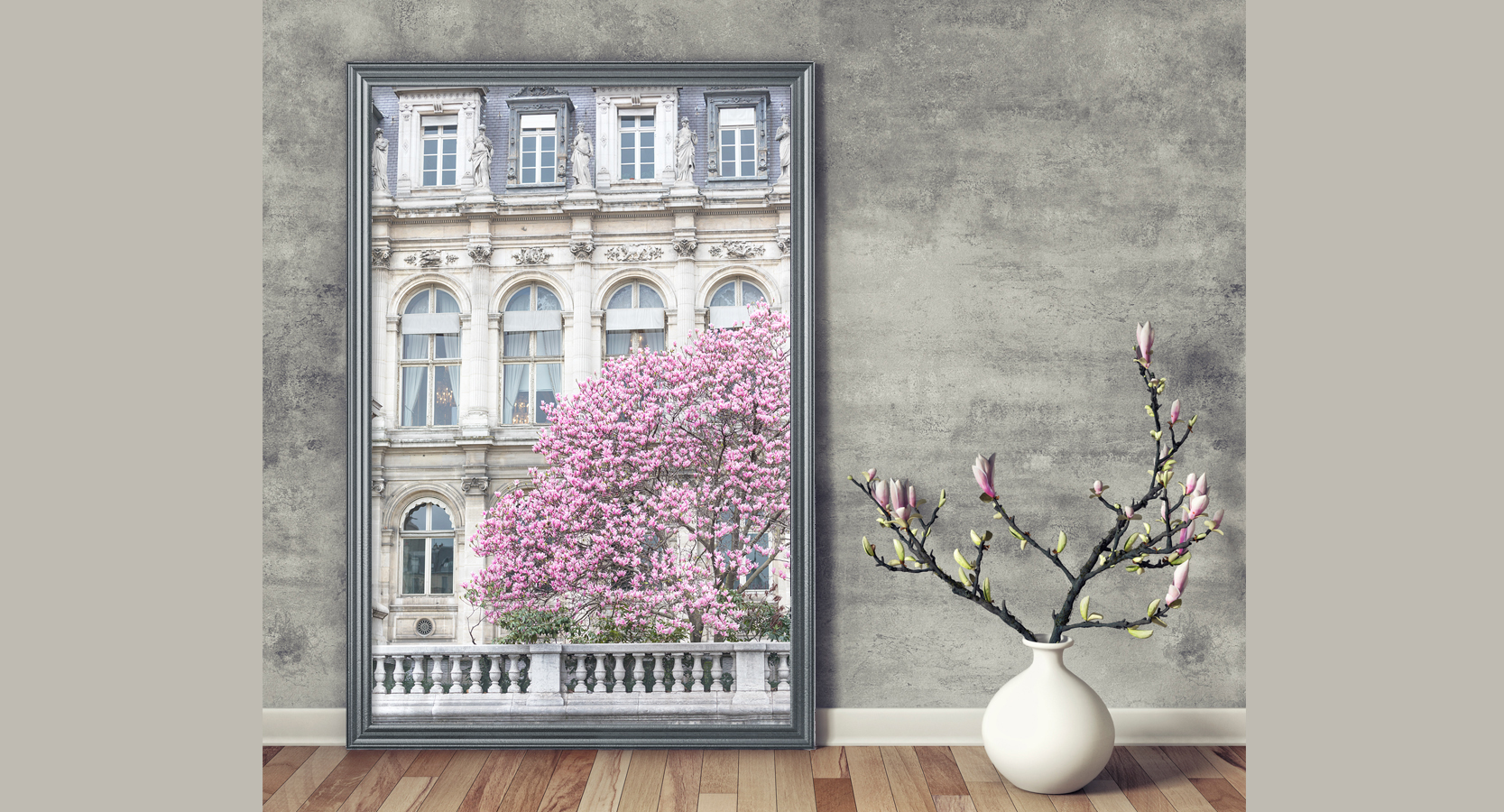 Paris Hotel de Ville and Magnolia Tree