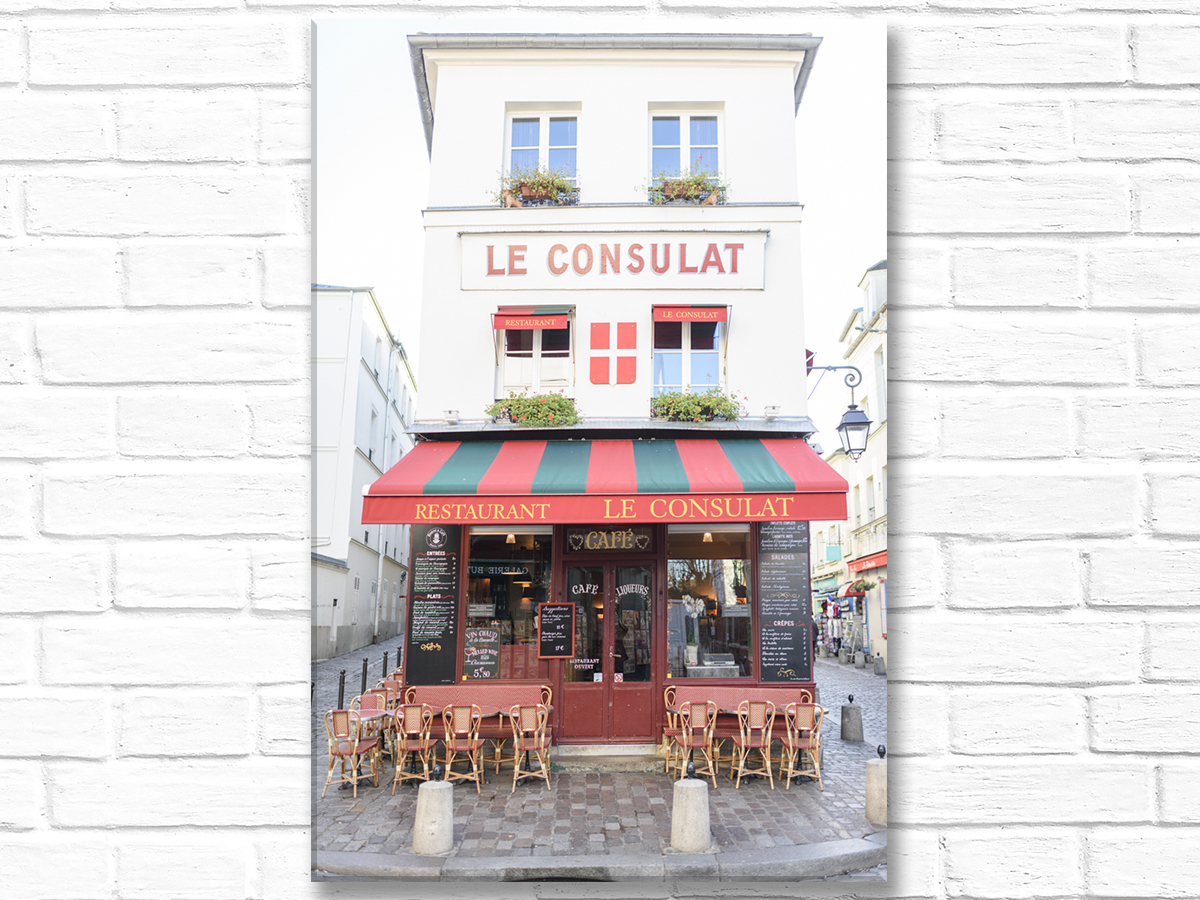 Paris France Home Decor Canvas Wall Art, Le Consulat Cafe