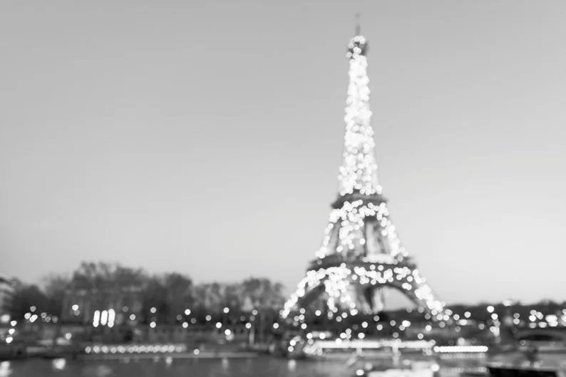 The Eiffel Tower at Night, black and white