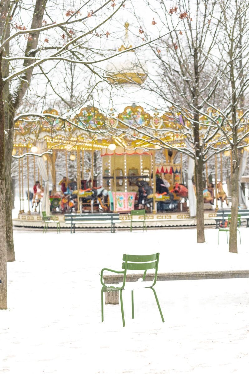 Tuileries Carousel in the snow